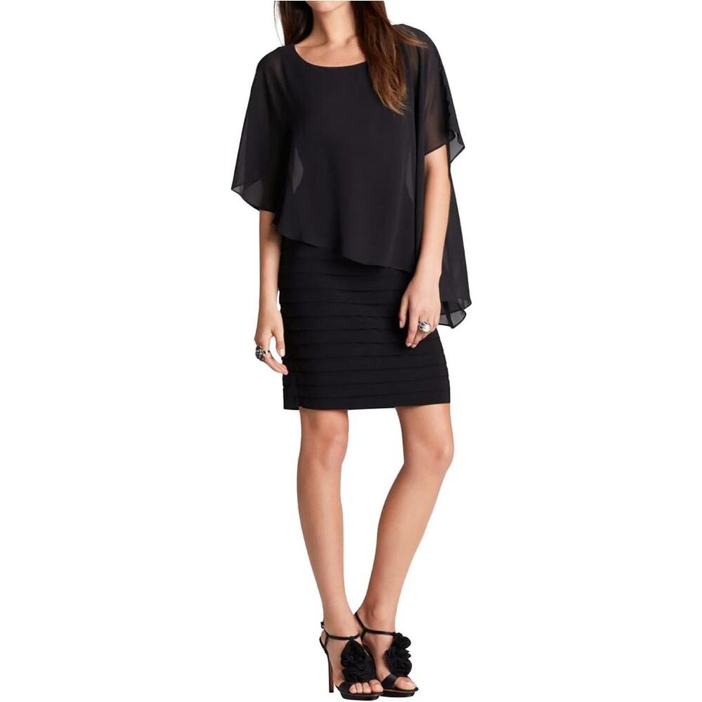 Adrianna Papell Black Draped Asymmetrical Dress Size 6